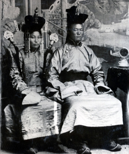 Portret Sukhbaatar en zijn echtgenote Yanlmaa